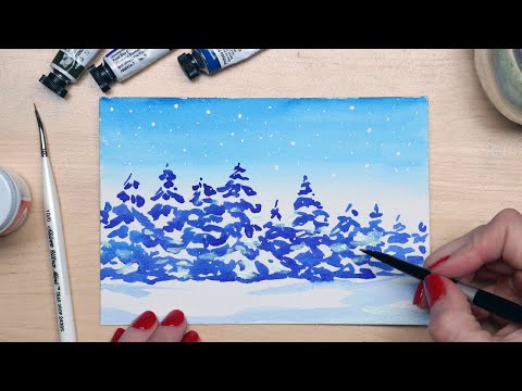 Paint Snowy Winter Trees WITHOUT Sketching | Watercolor for Beginners