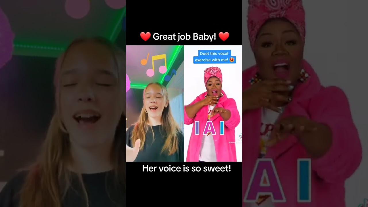 Amazing young girl DUETS Vocal Exercise w/Vocal Coach