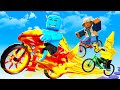 OP SPEEDRUNNER Vs HUNTERS In Roblox Bike Obby