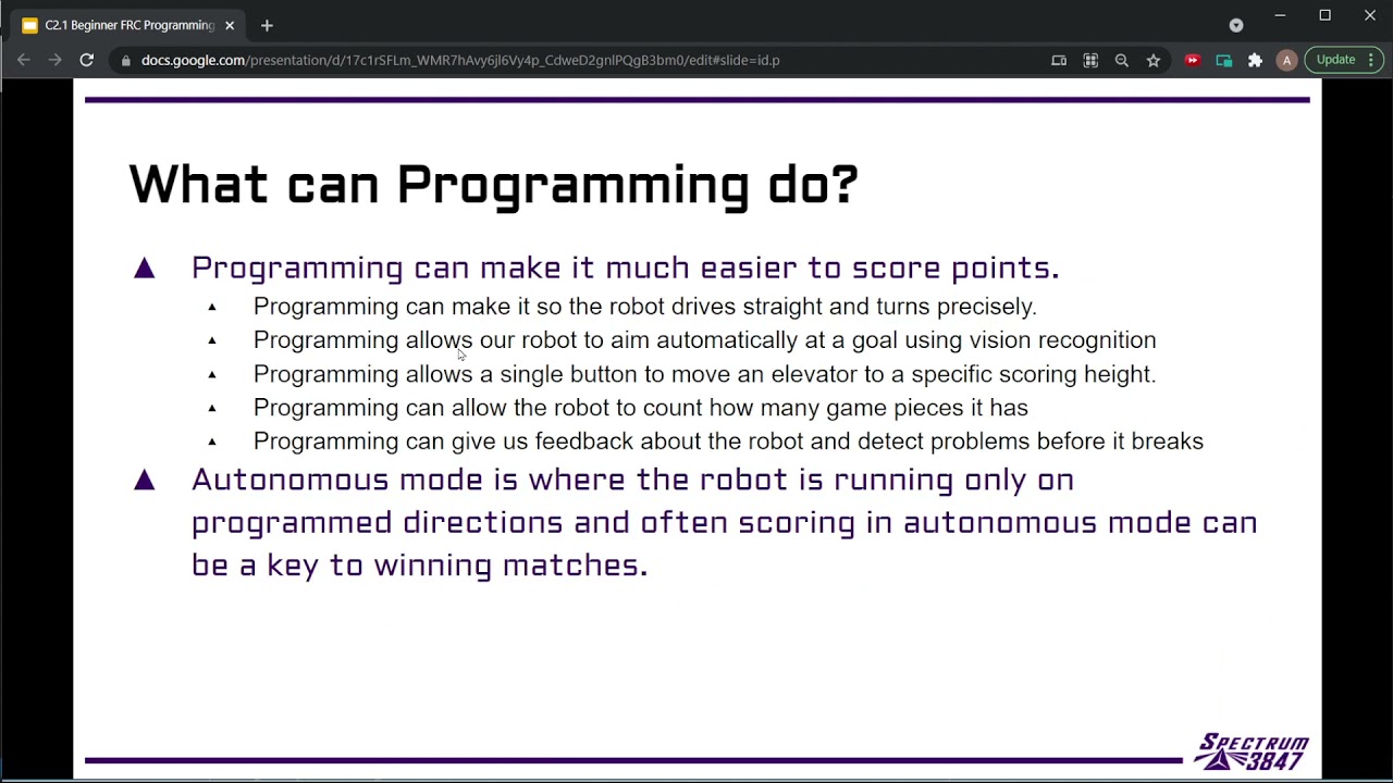 C2.1 Beginner FRC Programming 1 - 2021
