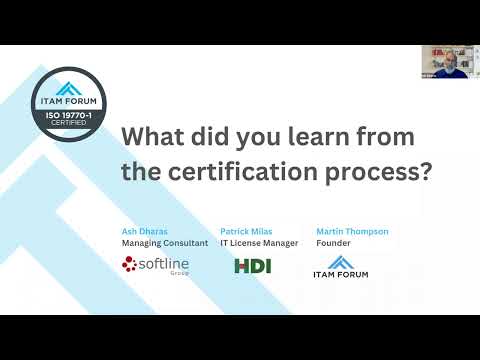 What did you learn from the ISO/IEC 19770-1 certification process?