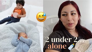 SURVIVING MY FIRST DAY SOLO WITH A TODDLER AND NEWBORN 🍼 | 2 UNDER 2 DAY IN THE LIFE