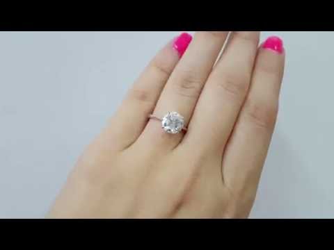 2.71 Carat F/SI2 Round Diamond Solitair Engagement Ring Certified 14K White Gold