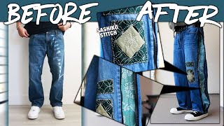 DIY | Custom Tapestry Sashiko Zip Up Baggy Denim | JULIUS