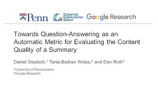 TACL/ACL 2021 presentation: Towards Question-Answering as an Automatic Metric for Evaluating...