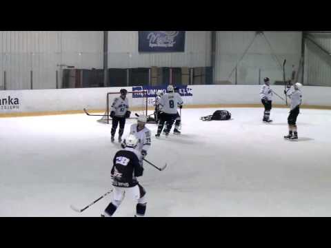 25.11.2012 HK Mālpils vs. HK Hokejam.lv 2 R.Šampans hit on J.Petkēvičs