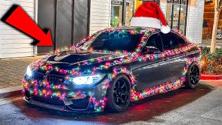 WRAPPING MY CAR WITH CHRISTMAS LIGHTS!!! (gone wrong..)