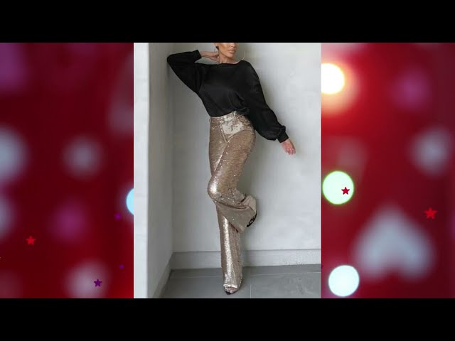 Vídeo relacionado con Nyeemya Pantalones Cargo de Brillante Metálico para Adulto Pantalones Largos de Holgados de Cintura Elástica para Baile Moderno Festival De Música Plateado M