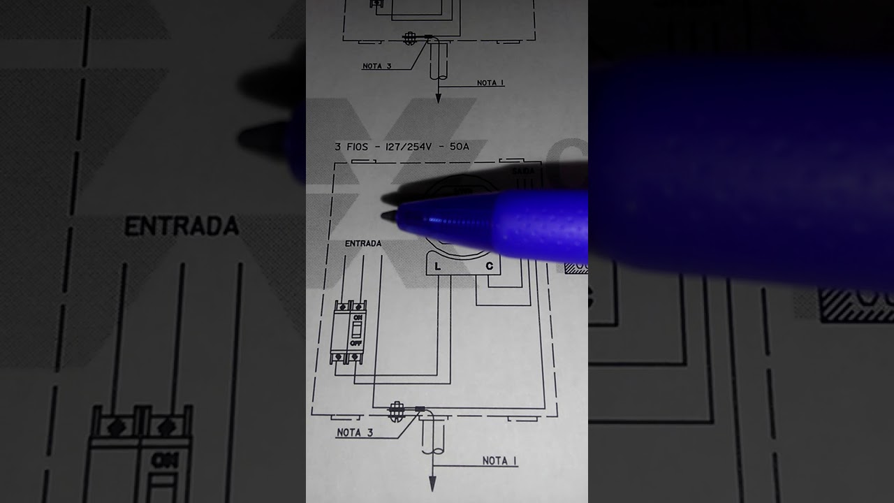 Esquema de ligação de padrão rural 127/254V