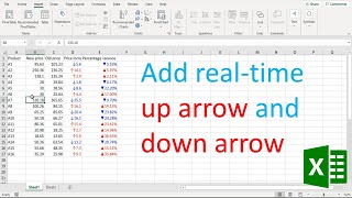How to add up arrow and down arrow in excel