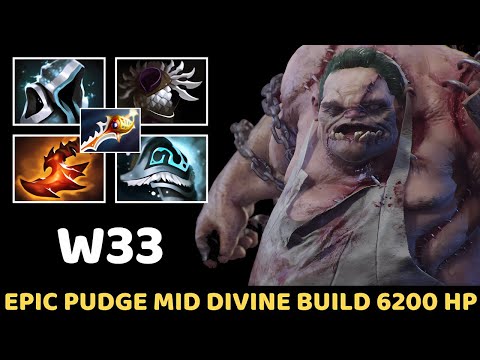 W33 [Pudge] Epic Mid Divine Build 6200 Hp 7.37 Dota 2