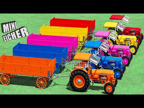 TRANSPORT & HARVEST CORN CHAFF with SMALL Eicher Tractors & JCB LOADER! - 154