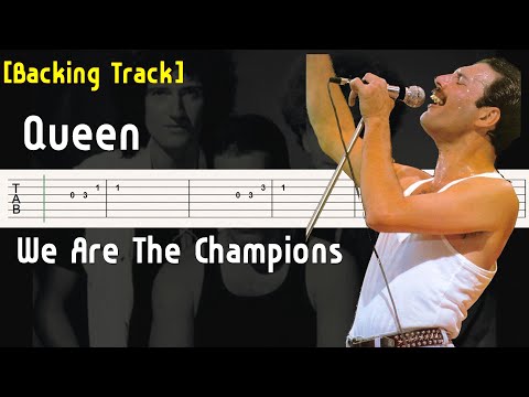 Queen - We Are The Champions Backing Track Guitar Tutorial [Tab]
