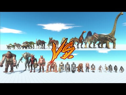Dinosaurs vs Gorillas and Infernal Ancient Battlefield - Animal Revolt Battle Simulator
