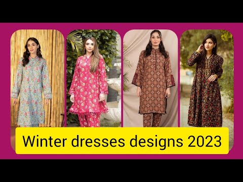 all Over printed khaddar dress designs ideas...