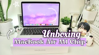 MacBook Air M1 Chip 2020 (Aesthetic Unboxing & Set Up) ❤︎ | Emmy Lou