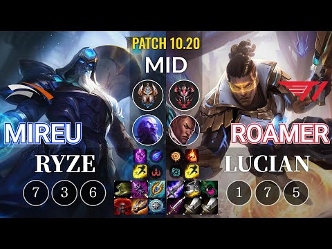 HLE Mireu Ryze vs T1 Roamer Lucian Mid - KR Patch 10.20