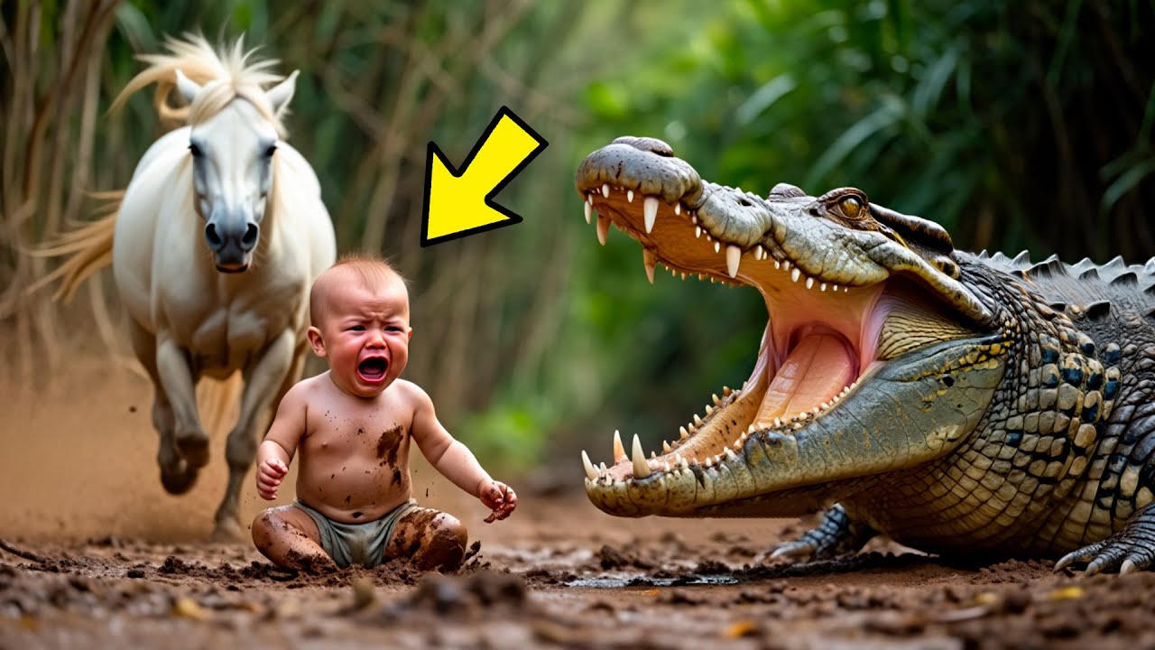 HOMEM RICO JOGA BEBÊ RECÉM-NASCIDO PARA os CROCODILOS, mas o que o CAVALO faz…