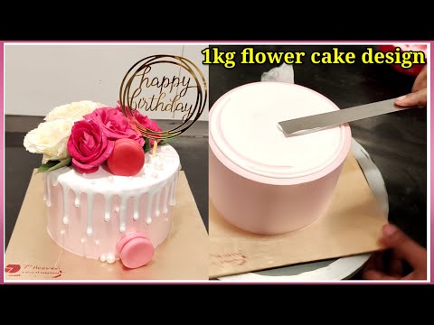 1st anniversary cake | flower cake design | drip cake design | 1kg cake design | wedding cake