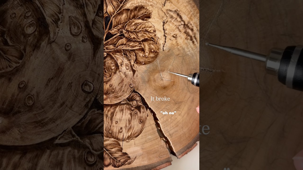 When the unexpected happens mid project... #pyrography #woodburning