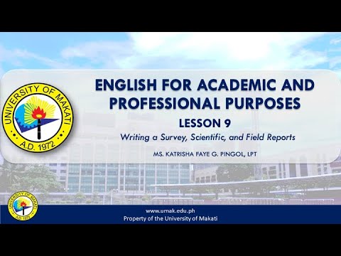 Lesson 9: Writing Technical Reports (Survey, Scientific, and Field Reports) | EAPP