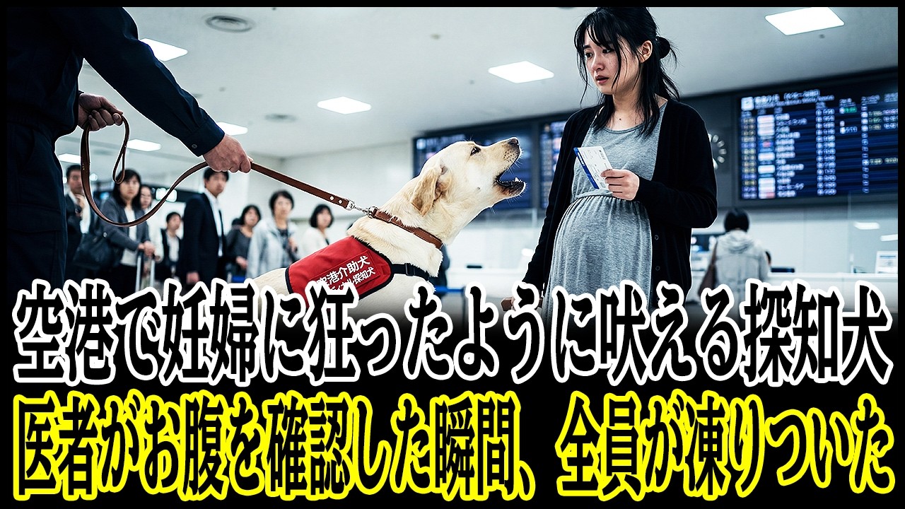 空港で妊婦に狂ったように吠える探知犬医者がお腹を確認した瞬間、全員が凍りついた