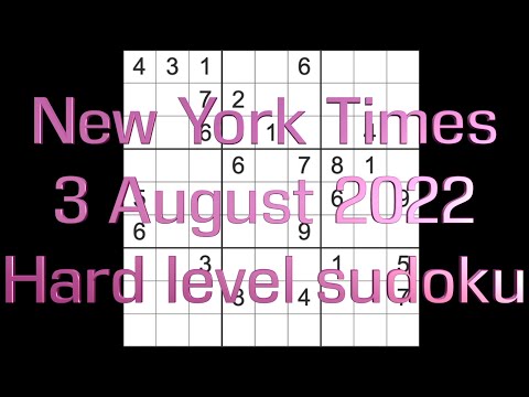 Sudoku solution – New York Times sudoku 3 August 2022 Hard level