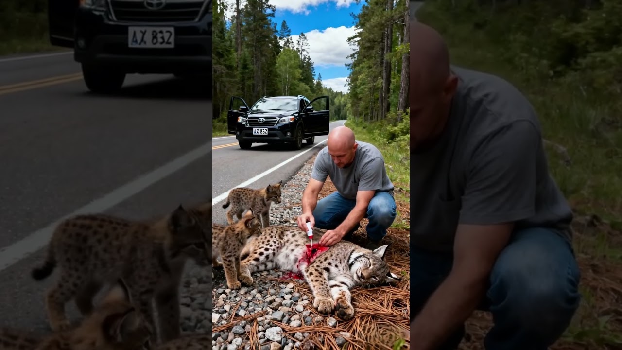 Man Rescues a Lynx Mother and Her Cub from Barbed Wire #wildlife #animals