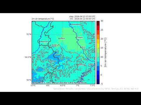 TerrSysMP monitoring run 2016-04-12 - 2m air temperature - NRW (24h)