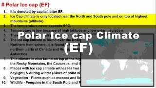 Koppen Scheme - Polar Ice cap Climate (EF) | UPSC IAS Geography