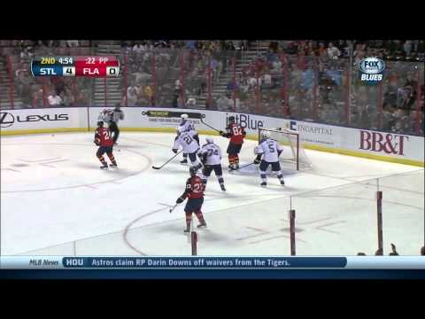 T.J. Oshie defense without a stick St. Louis Blues vs Florida Panthers 11/1/13 NHL Hockey.