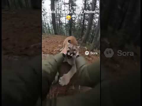 Man Fights off mountain lion! 👀💪. #animals #wildlife #hills #hiking