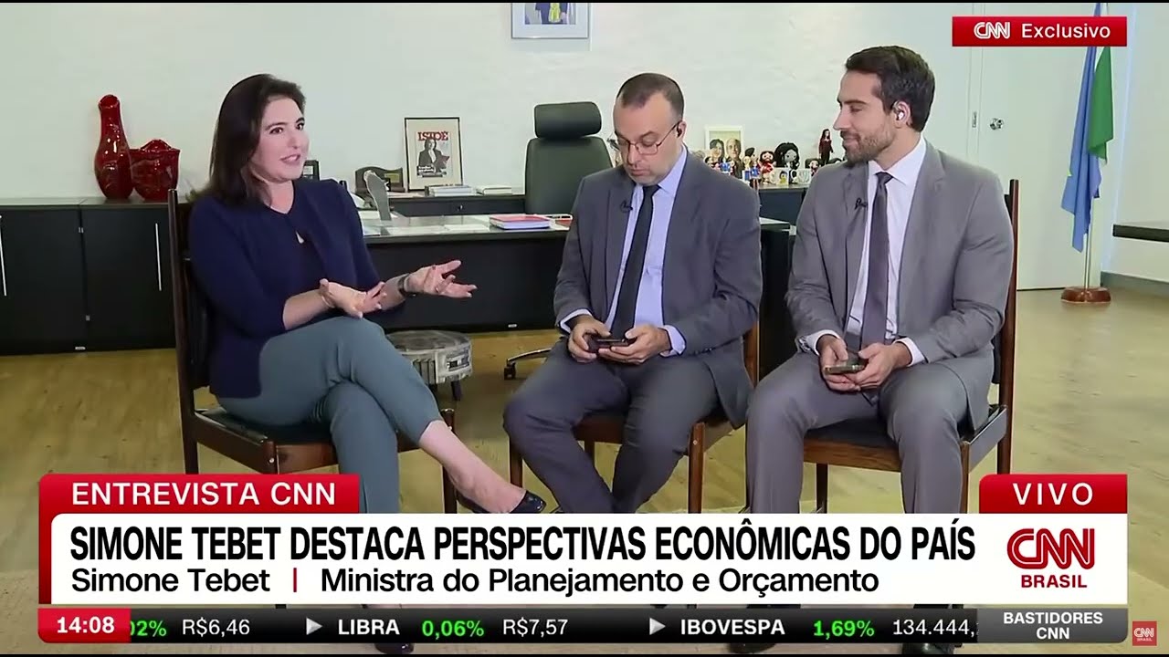Ministra Simone Tebet em entrevista para Gustavo Uribe e Daniel Ritner na CNN