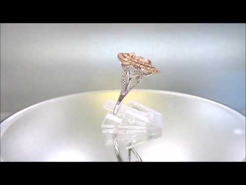 18K WHITE AND ROSE GOLD PEAR SHAPE DIAMOND ENGAGEMENT RING  ART DECO 1.20CTW - KNR INC - 300