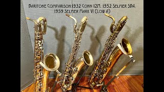 Video thumbnail for Baritone Saxophone Comparison: 1959 Low A Selmer Mark VI vs Low Bb 1952  Selmer SBA vs 1932 Conn 12M by Brian Landrus