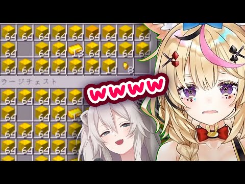 Vtube Tengoku - Polka and Flare React To Botan's Fake Gold Prank in Minecraft【ENG Sub/Hololive】