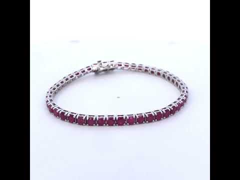 925 Sterling Silver 11 1/2 Cttw Created Pink Ruby Tennis
