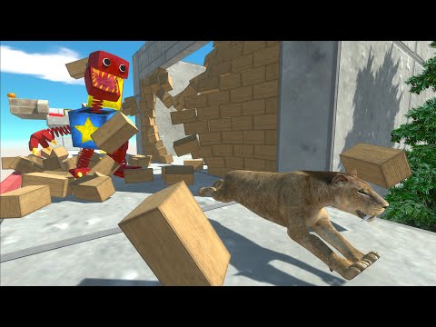 Prehistoric Animals and Dinosaurs Run from Boxy Boo - Animal Revolt Battle Simulator