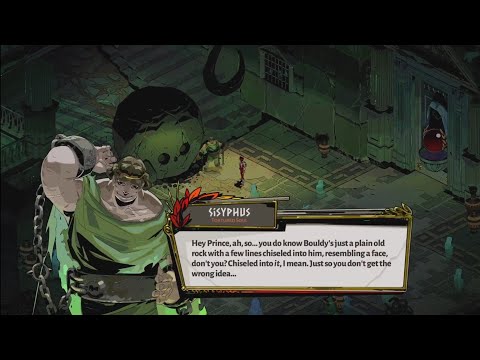 Sisyphus tells Zagreus that Bouldy is just a plain old rock - Hades