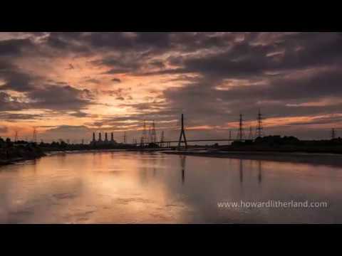 Time lapse of sunset, dusk and twilight at Deeside, North Wales