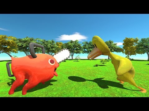 Pochita vs Rainbow Friends Yellow - Animal Revolt Battle Simulator