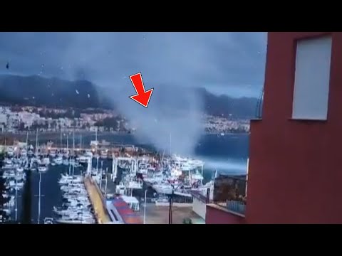 Massive Tornado Suddenly Hits Murcia, Spain! The port in Mazarron destroyed