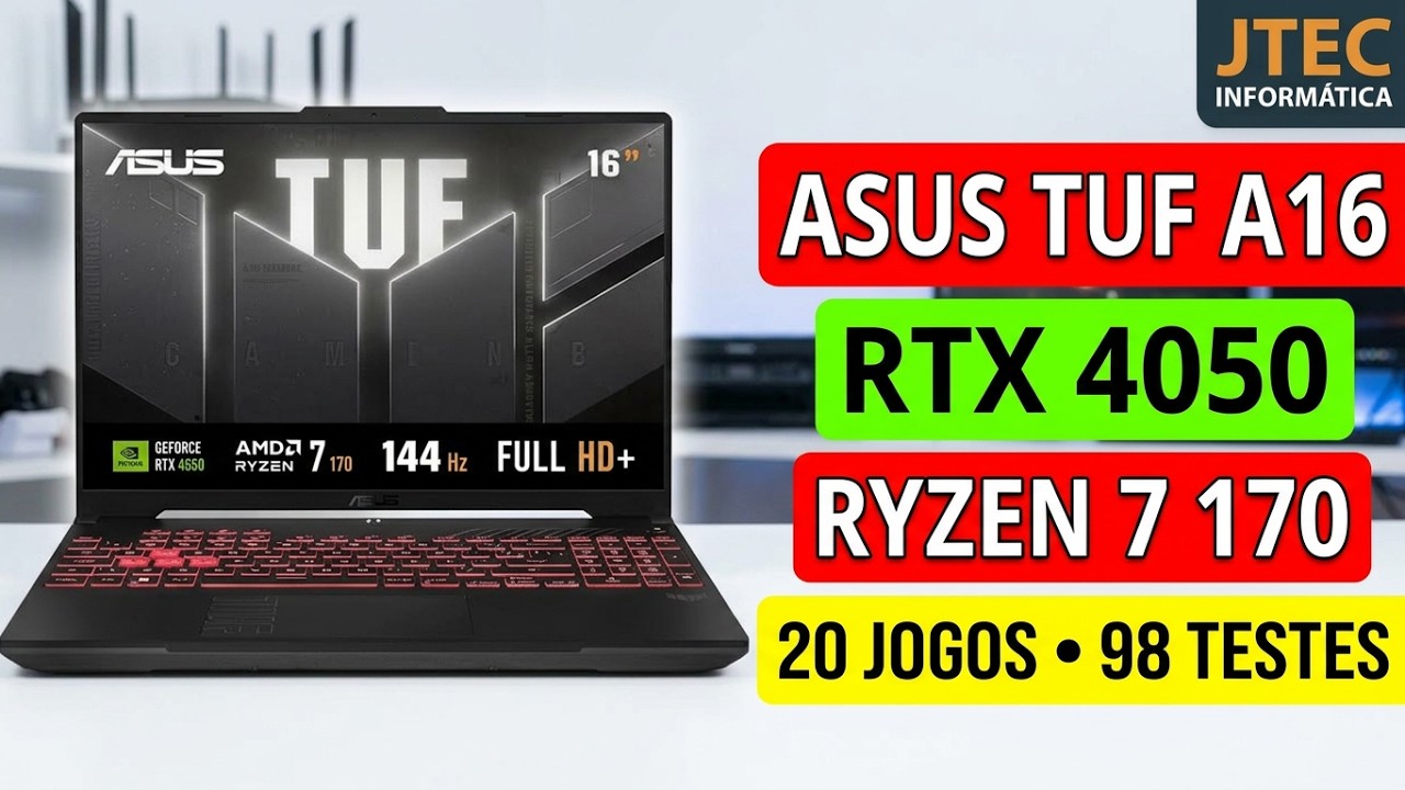 Miniatura da avaliação em vídeo de ASUS TUF Gaming F16 | i7-14650HX | 64GB RAM | 4TB SSD | RTX | 16"