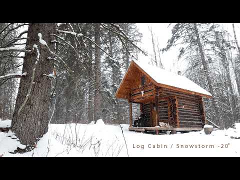 Alone in a Hand-Built Log Cabin as a Winter Storm Moves In