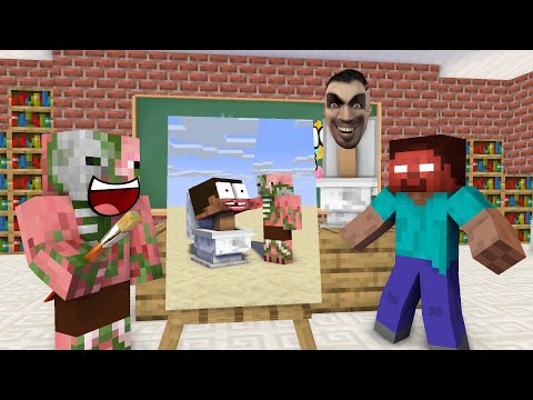 Monster School - DRAWING SKIBIDI TOILET CHALLENGE - MINECRAFT ANIMATION
