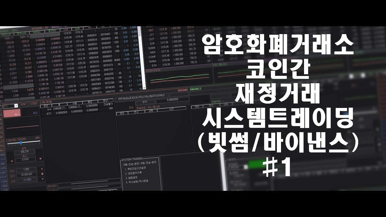 Cross-exchange arbitrage system — Korean narration with English auto-translate available