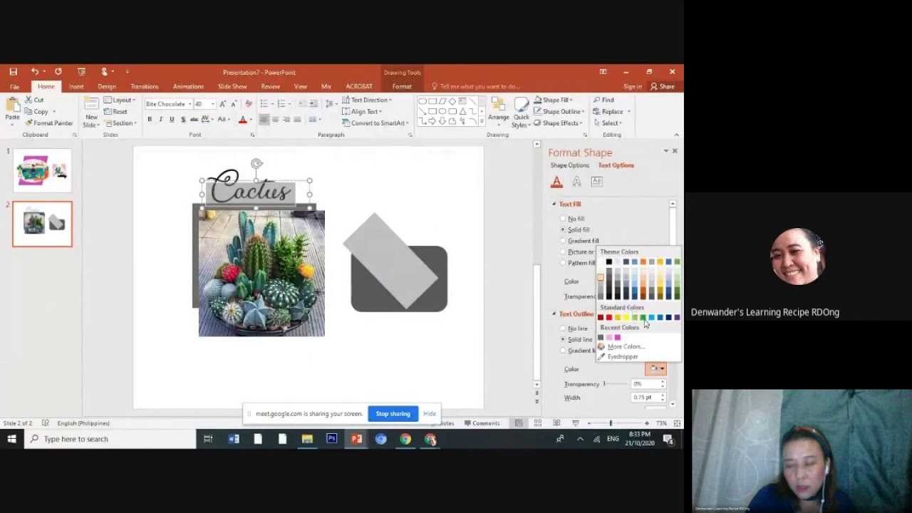 Demonstration Continuation How to make a catalogue using Powerpoint