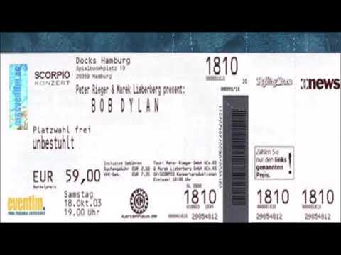 Bob Dylan 2003 Autumn Tour of Europe – Docks, Hamburg Germany   18th October 2003