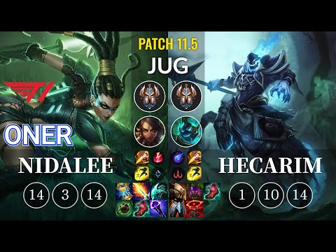 T1 Oner Nidalee vs Hecarim Jungle - KR Patch 11.5
