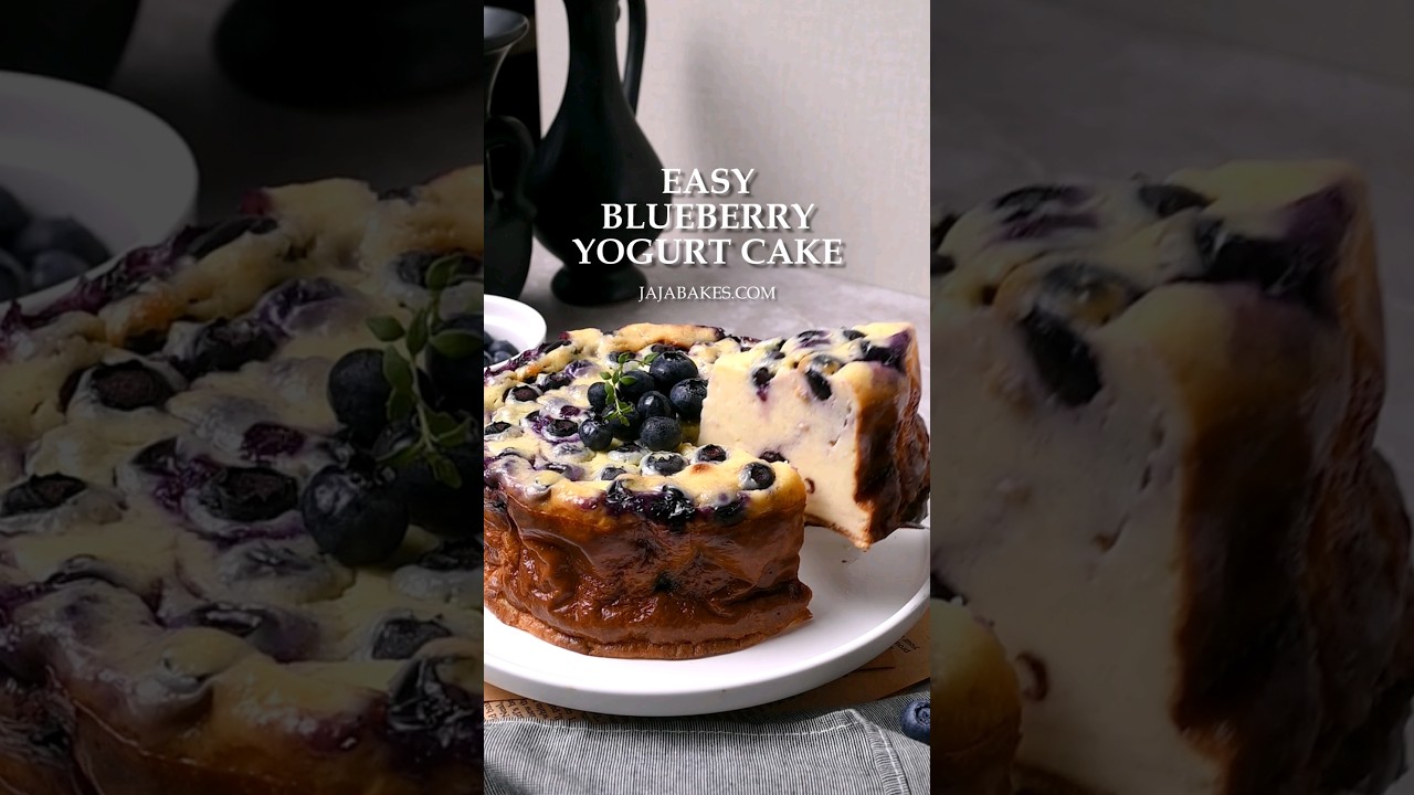 Easy Blueberry Yogurt Cake (Gluten-Free, No Butter/Oil) #blueberrycake #glutenfreecake #yogurtcake